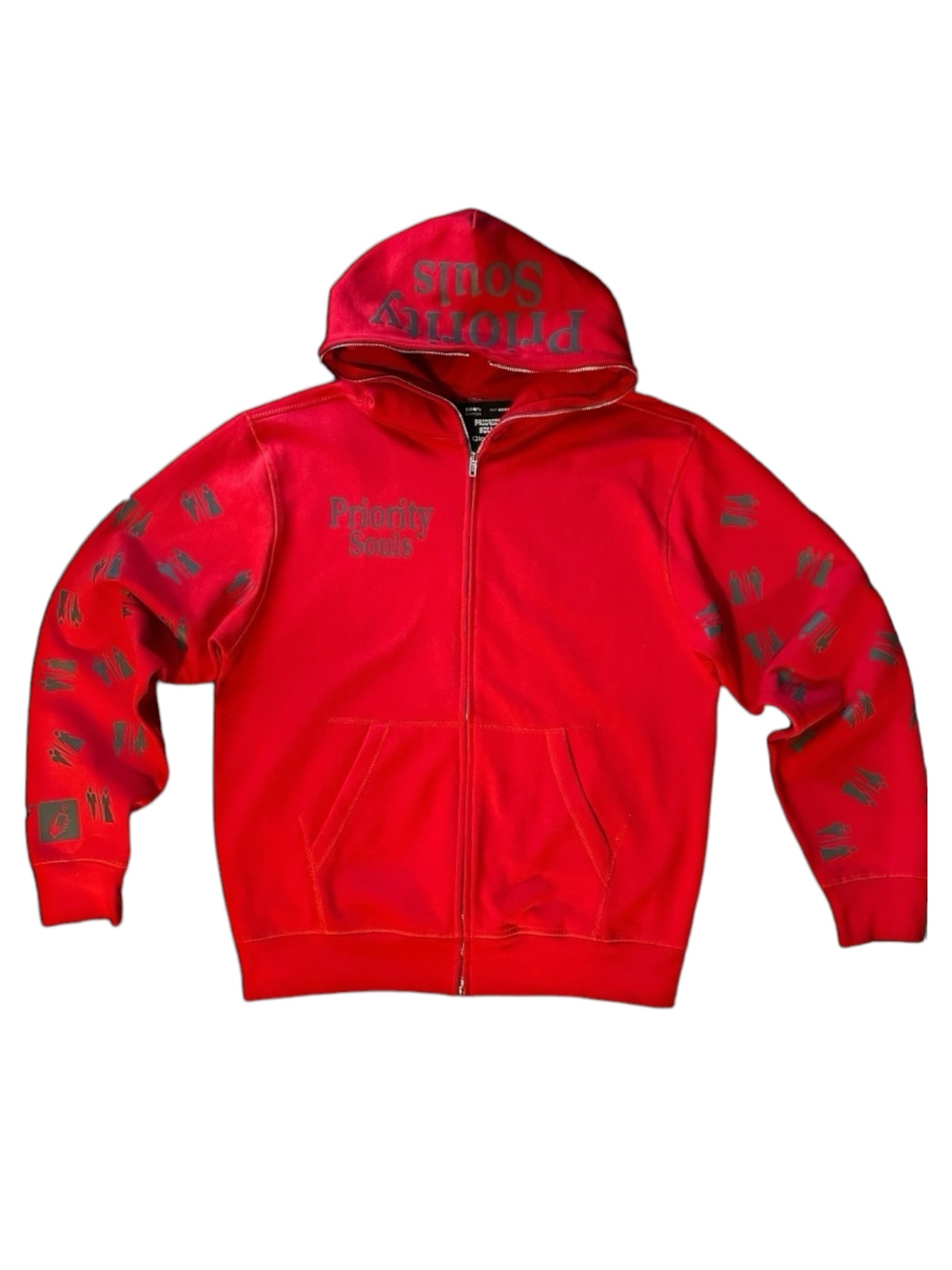 Customized Red Graphic zip up Hoodies - Priority Souls